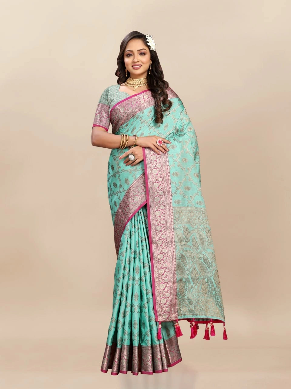 Soft Katan Silk Saree with Rich Zari Weaving Design