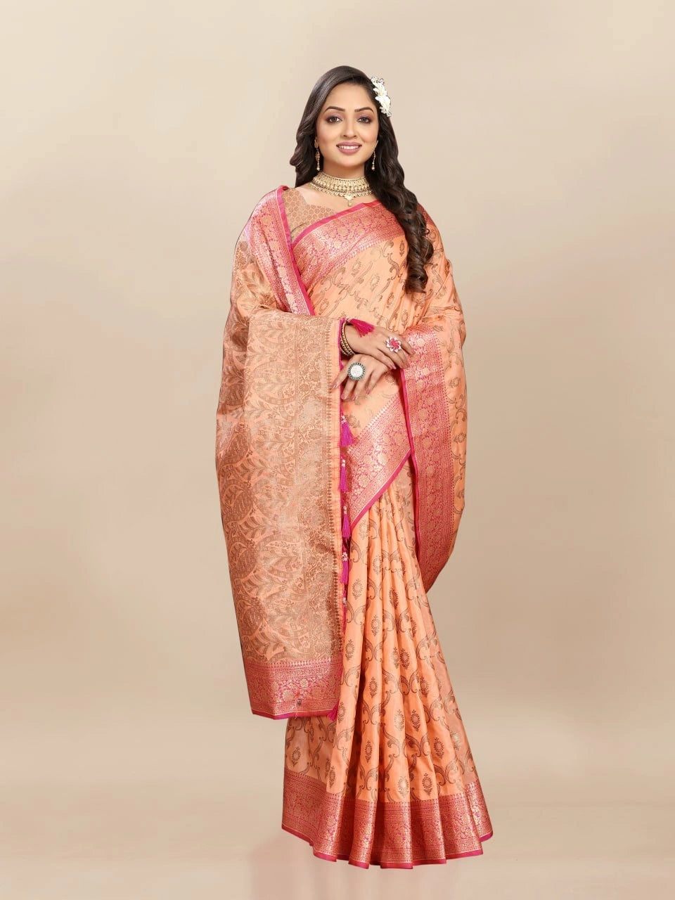 Soft Katan Silk Saree with Rich Zari Weaving Design