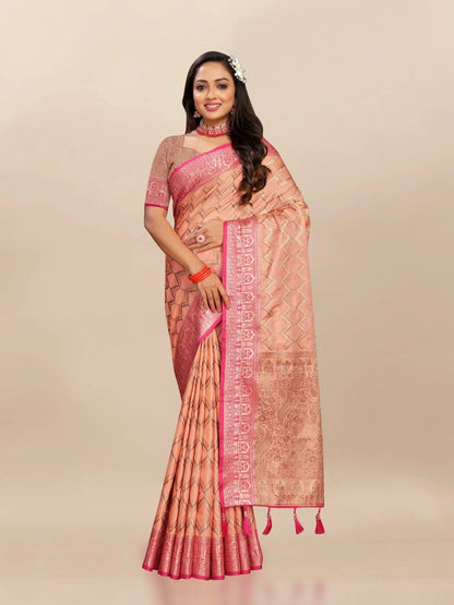 Soft Katan Silk Saree with Rich Zari Weaving Design