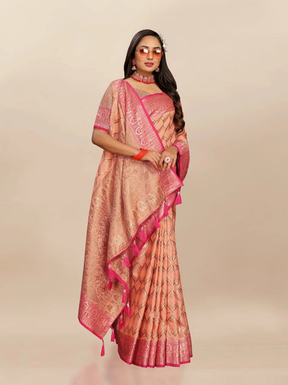 Soft Katan Silk Saree with Rich Zari Weaving Design