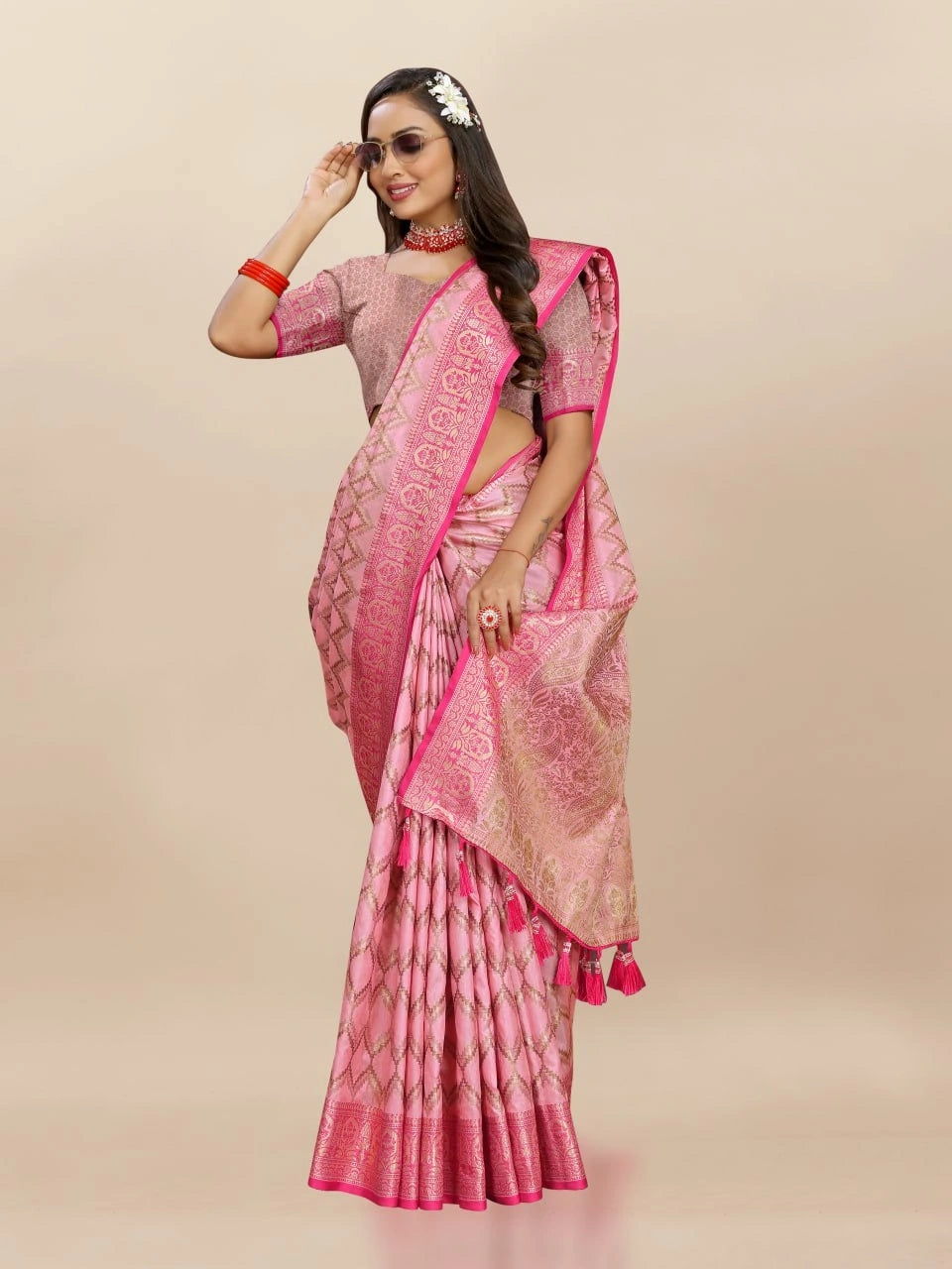 Soft Katan Silk Saree with Rich Zari Weaving Design