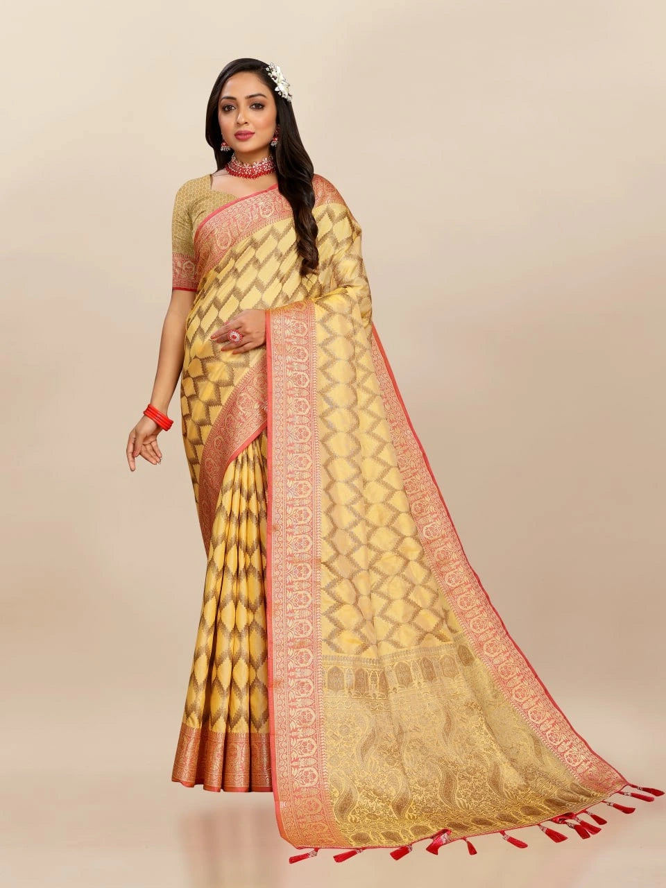 Soft Katan Silk Saree with Rich Zari Weaving Design