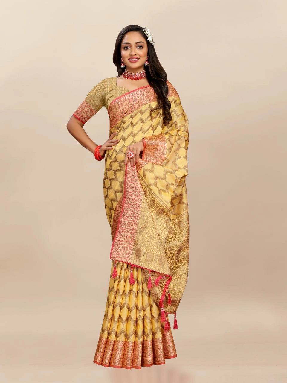 Soft Katan Silk Saree with Rich Zari Weaving Design