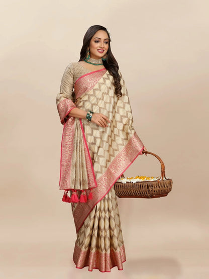 Soft Katan Silk Saree with Rich Zari Weaving Design