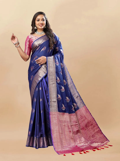 Soft Silk Saree with Rich Zari Weaving, Zari Border