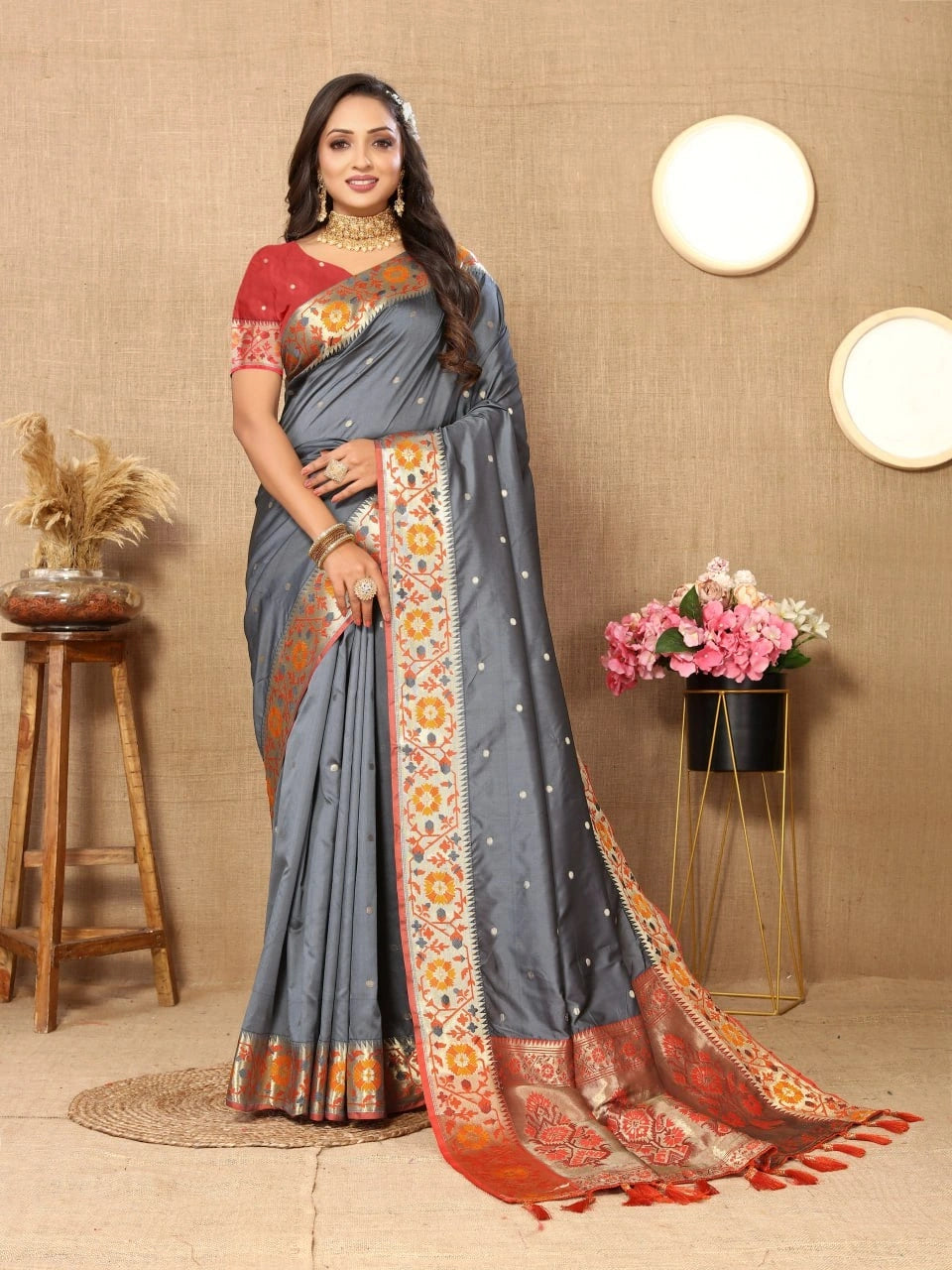 Soft Paithani Silk Saree with Meenakari Design