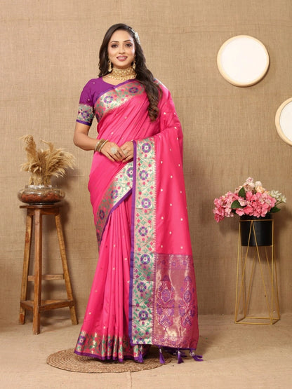 Soft Paithani Silk Saree with Meenakari Design