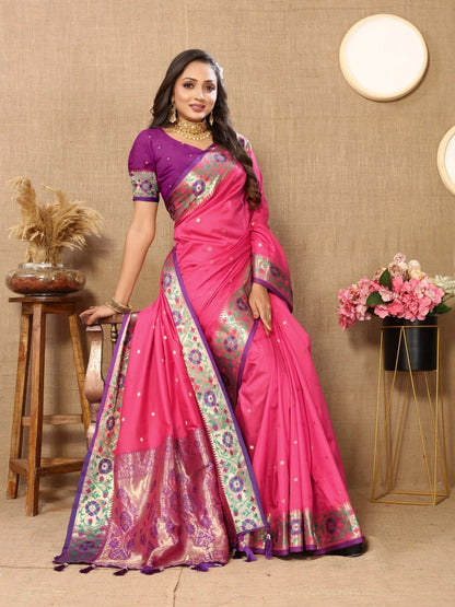 Soft Paithani Silk Saree with Meenakari Design