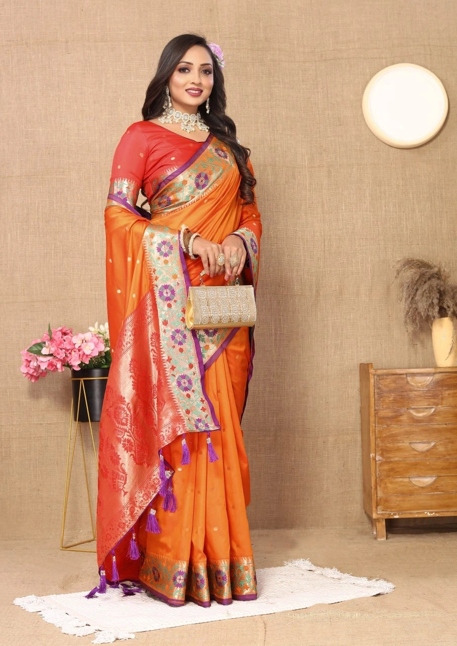 Soft Paithani Silk Saree with Meenakari Design