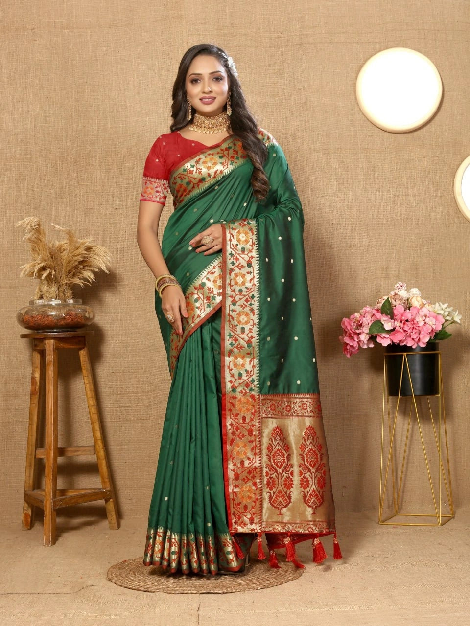 Soft Paithani Silk Saree with Meenakari Design