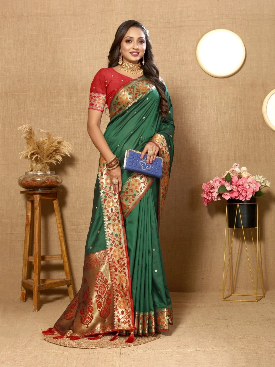 Soft Paithani Silk Saree with Meenakari Design