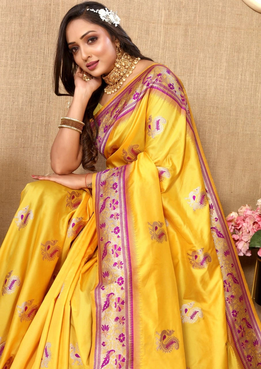 Soft Paithani Silk Saree with Meenakari Design