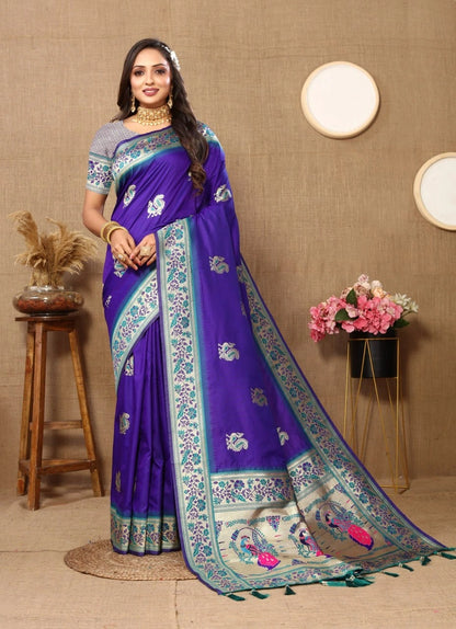 Soft Paithani Silk Saree with Meenakari Design