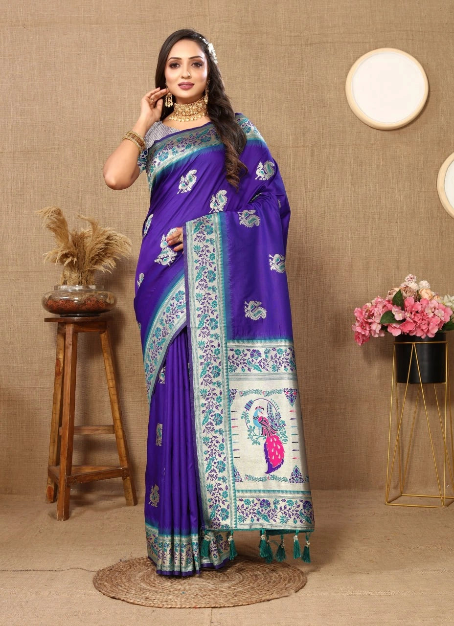 Soft Paithani Silk Saree with Meenakari Design