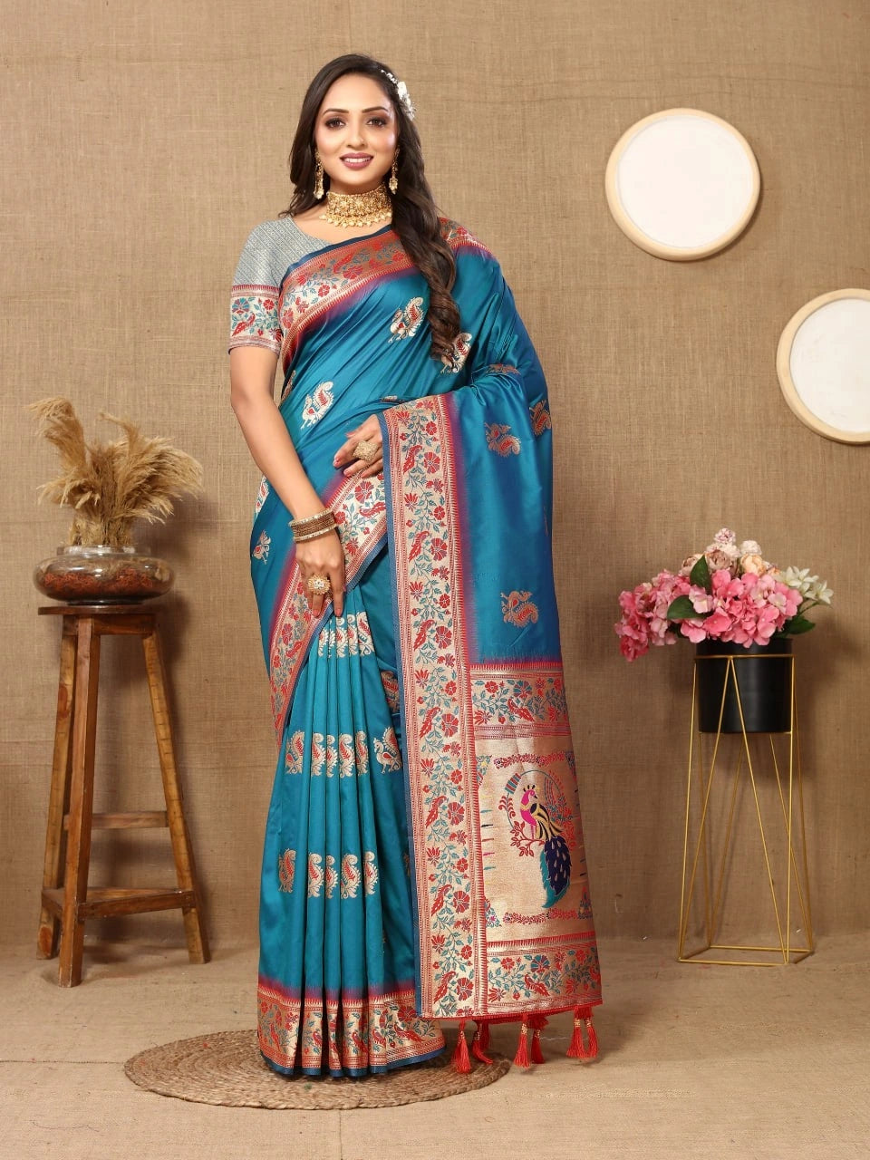 Soft Paithani Silk Saree with Meenakari Design