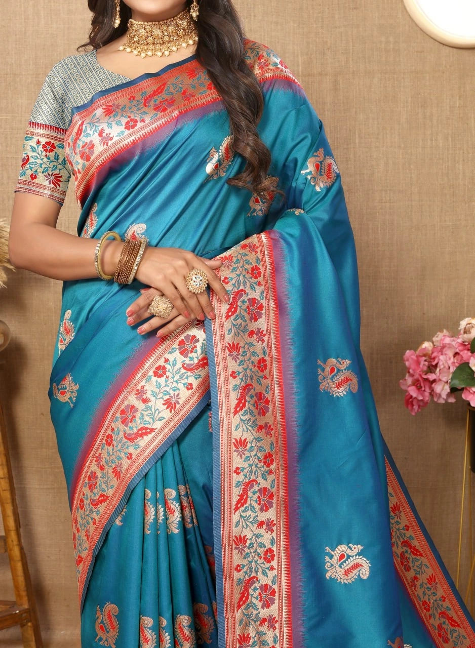 Soft Paithani Silk Saree with Meenakari Design