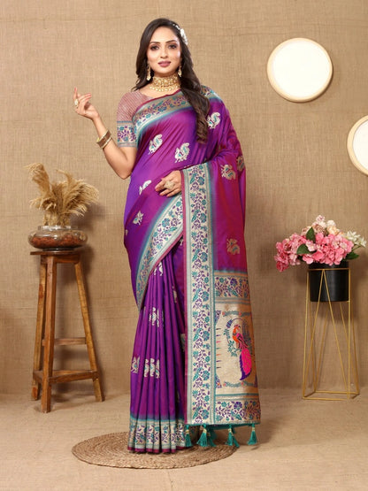 Soft Paithani Silk Saree with Meenakari Design