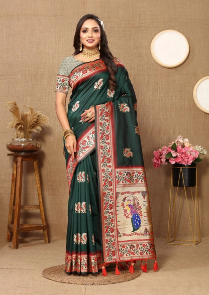 Soft Paithani Silk Saree with Meenakari Design