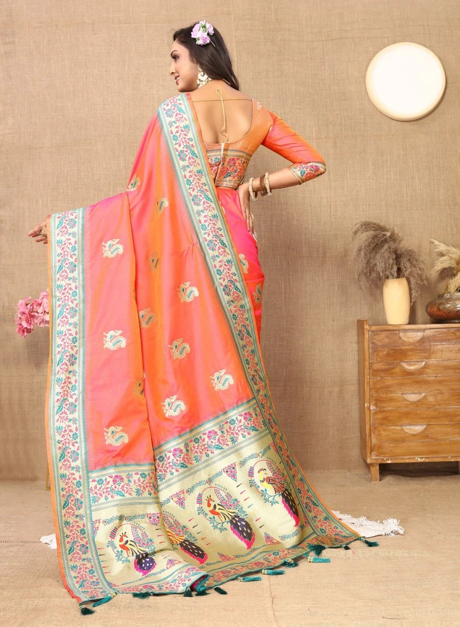 Soft Paithani Silk Saree with Meenakari Design