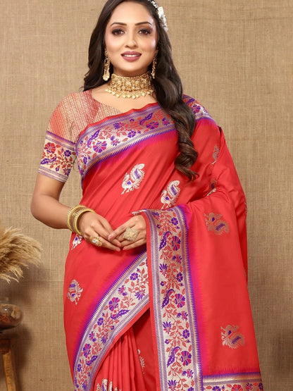 Soft Paithani Silk Saree with Meenakari Design