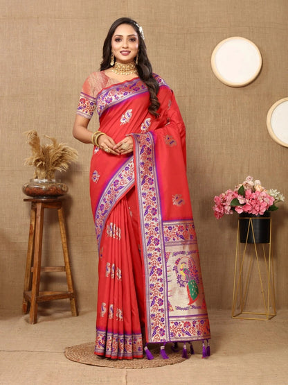 Soft Paithani Silk Saree with Meenakari Design