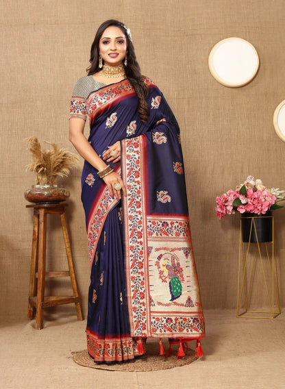 Soft Paithani Silk Saree with Meenakari Design