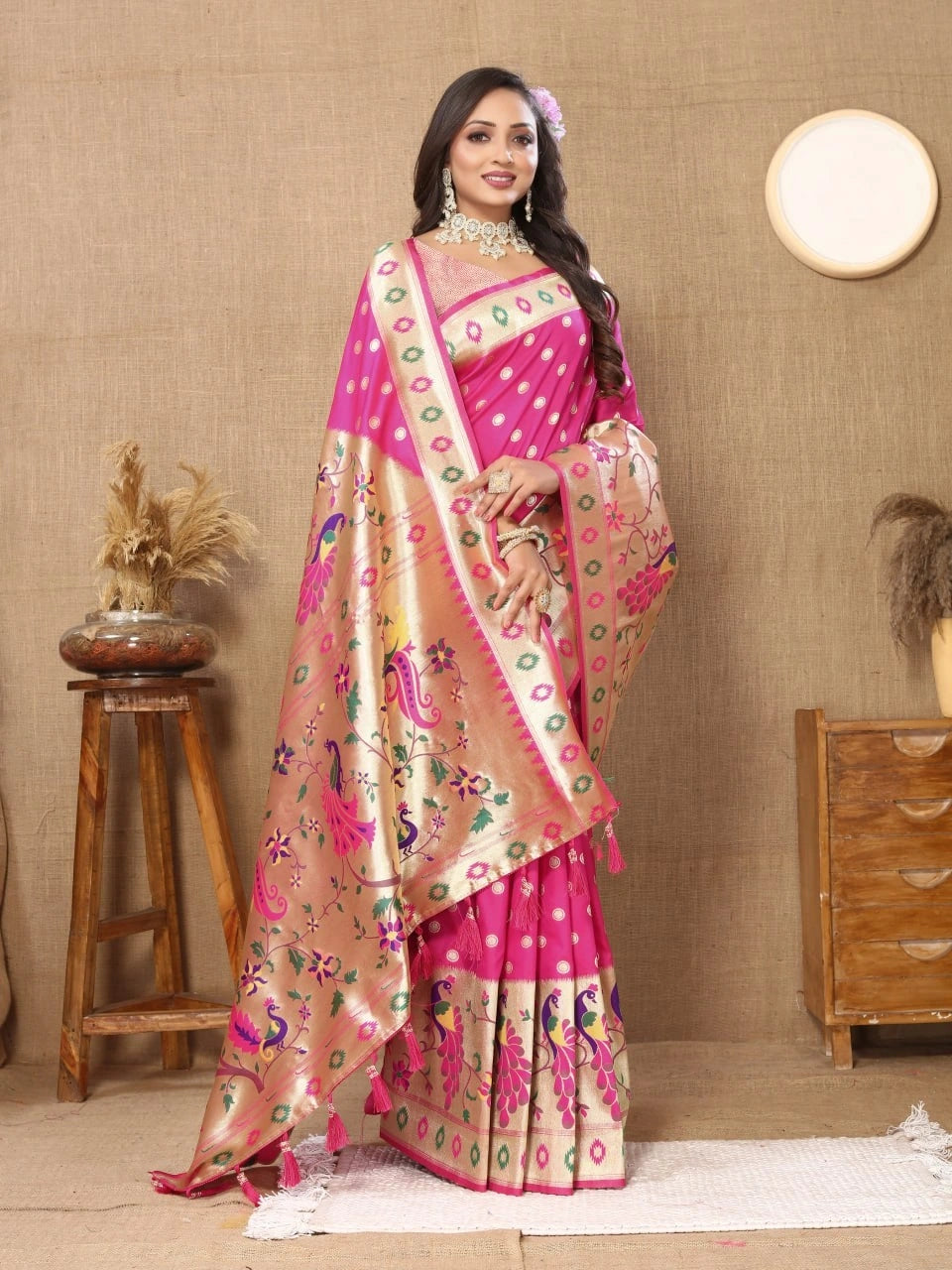 Soft Paithani Silk Saree with Meenakari Design