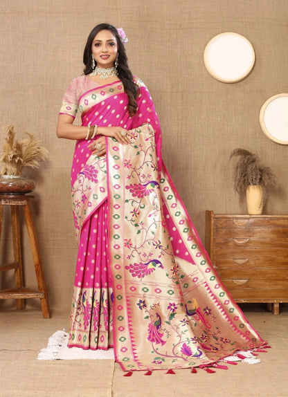 Soft Paithani Silk Saree with Meenakari Design