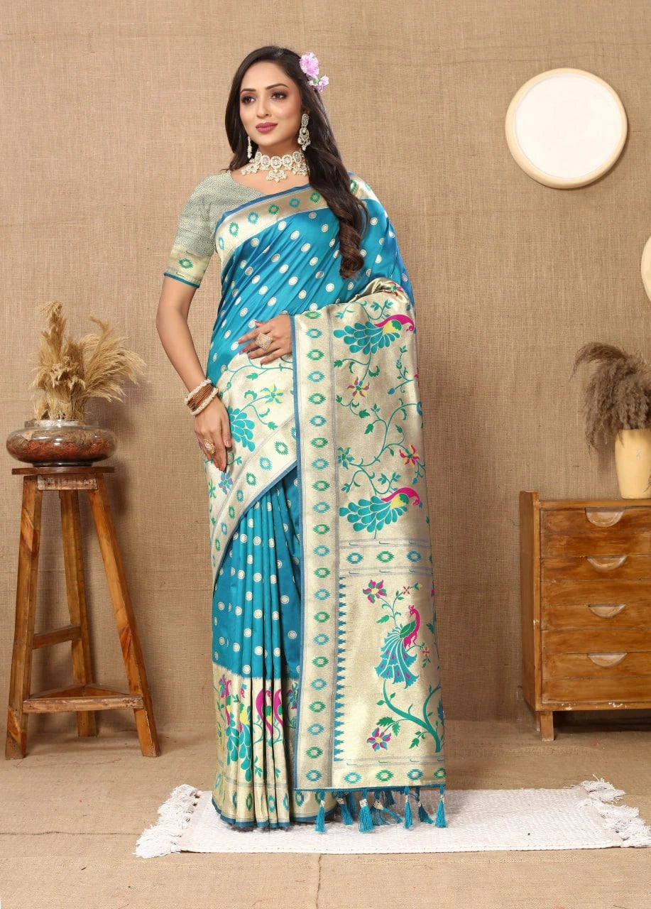 Soft Paithani Silk Saree with Meenakari Design