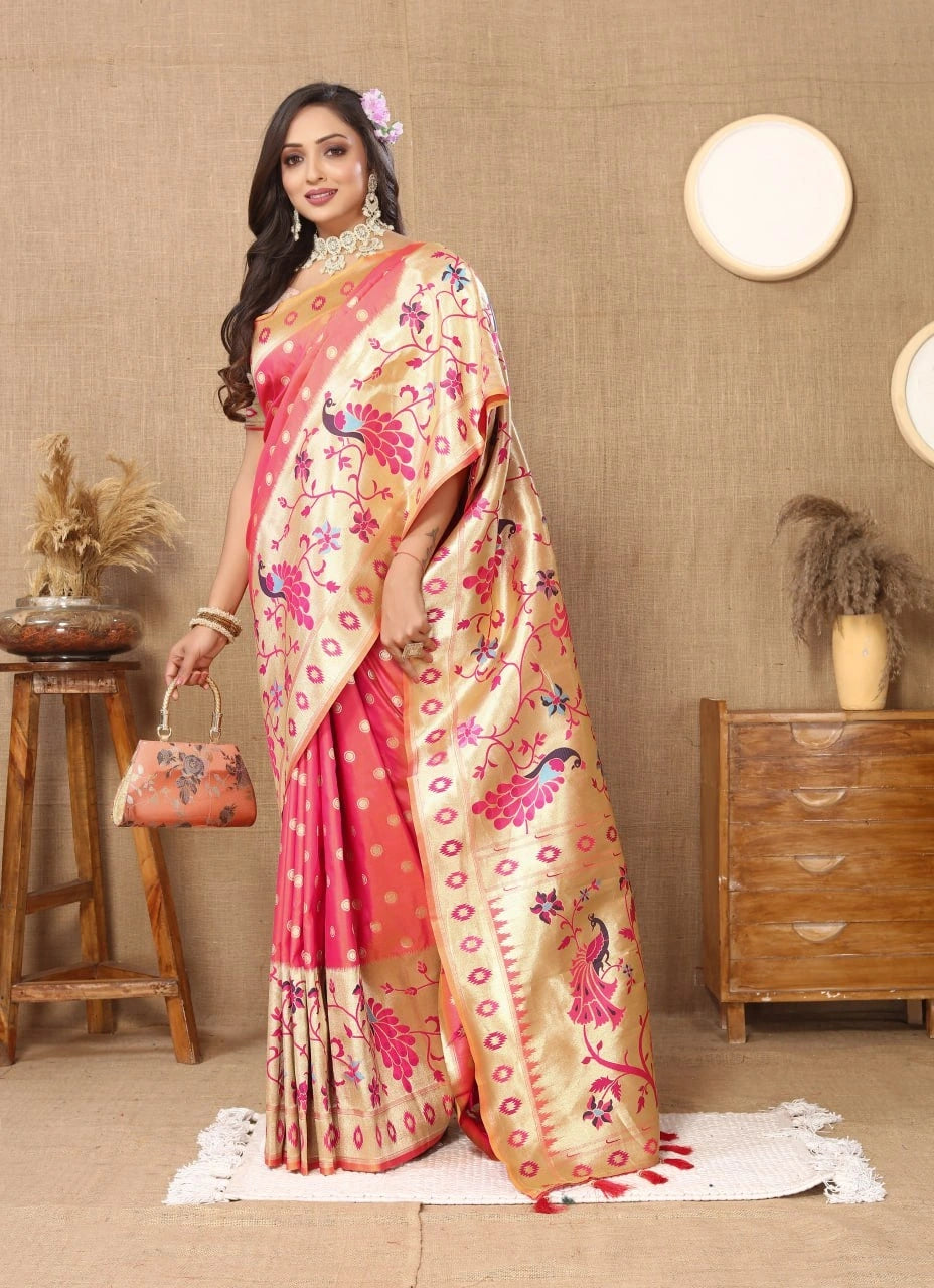 Soft Paithani Silk Saree with Meenakari Design