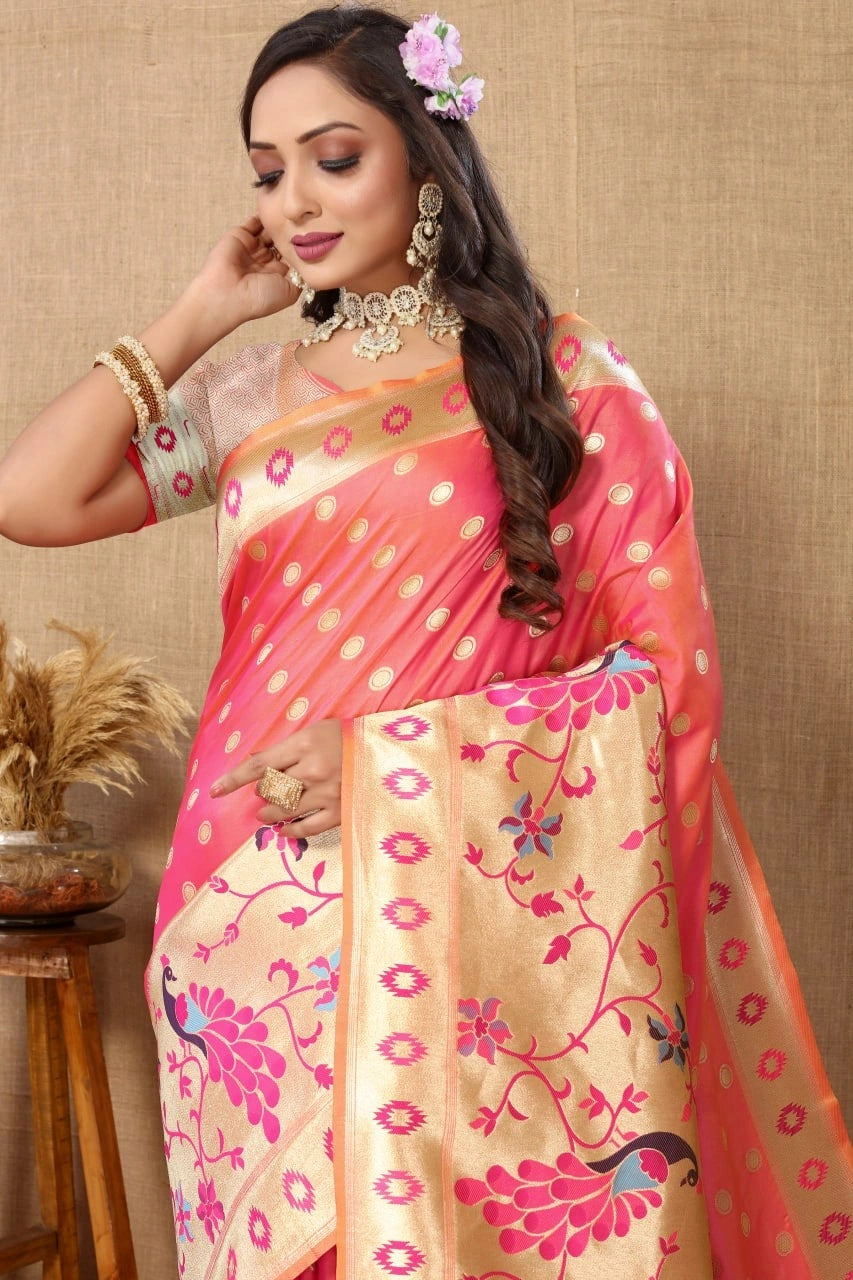 Soft Paithani Silk Saree with Meenakari Design