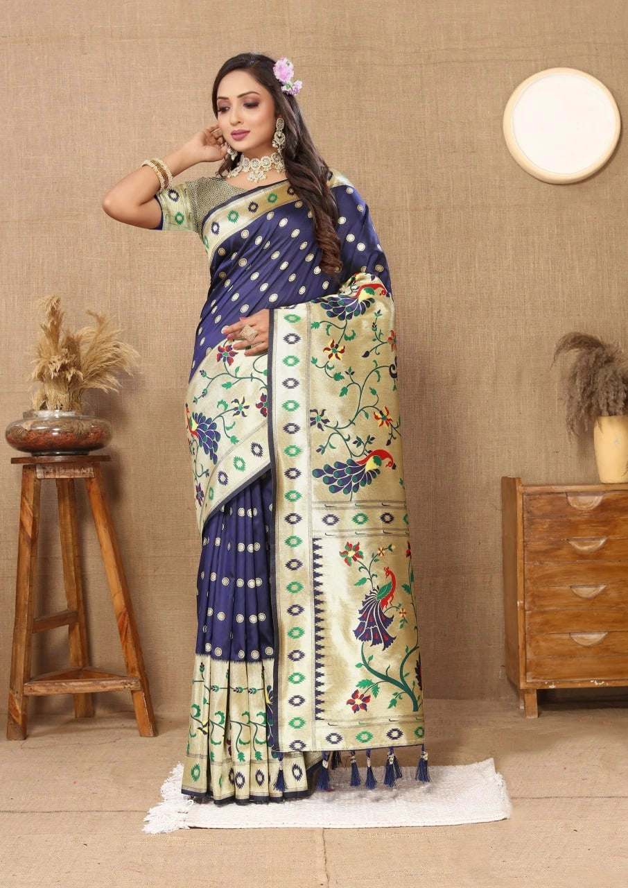 Soft Paithani Silk Saree with Meenakari Design