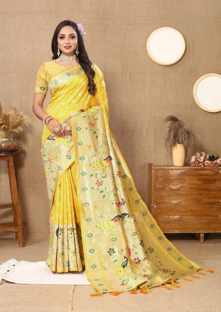 Soft Paithani Silk Saree with Meenakari Design