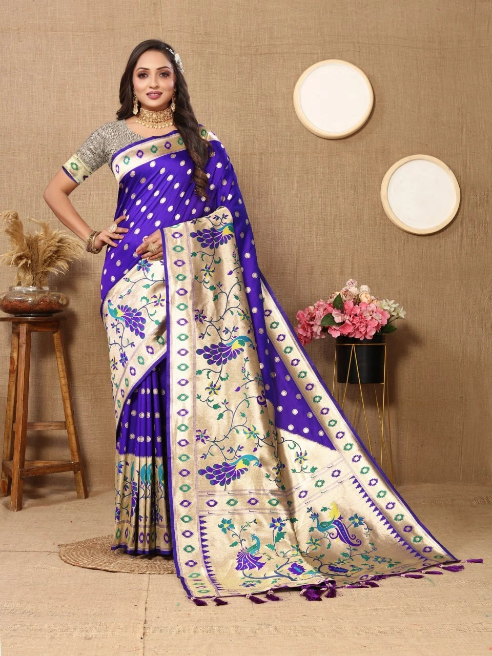 Soft Paithani Silk Saree with Meenakari Design