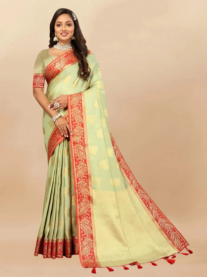 Soft Cotton Saree with Rich Zari Weaving Pallu