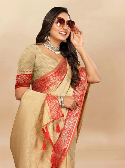 Soft Cotton Saree with Rich Zari Weaving Pallu