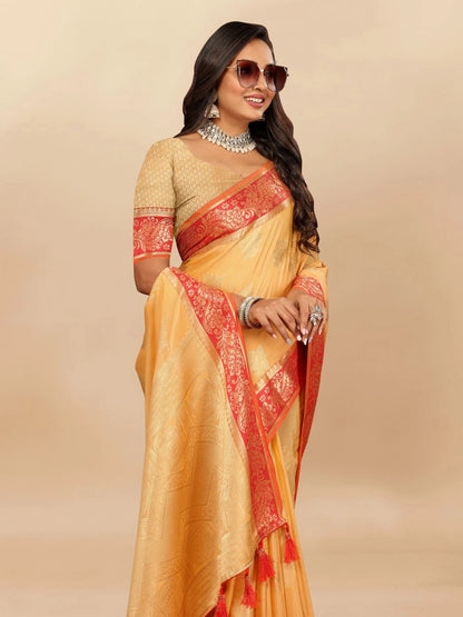 Soft Cotton Saree with Rich Zari Weaving Pallu