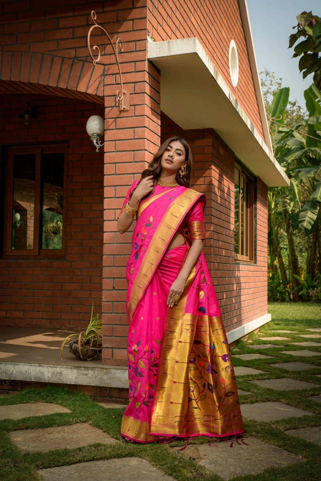 Paithani Pure Silk Handloom Saree with Gold Jari