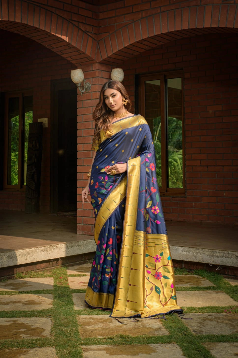 Paithani Pure Silk Handloom Saree with Gold Jari