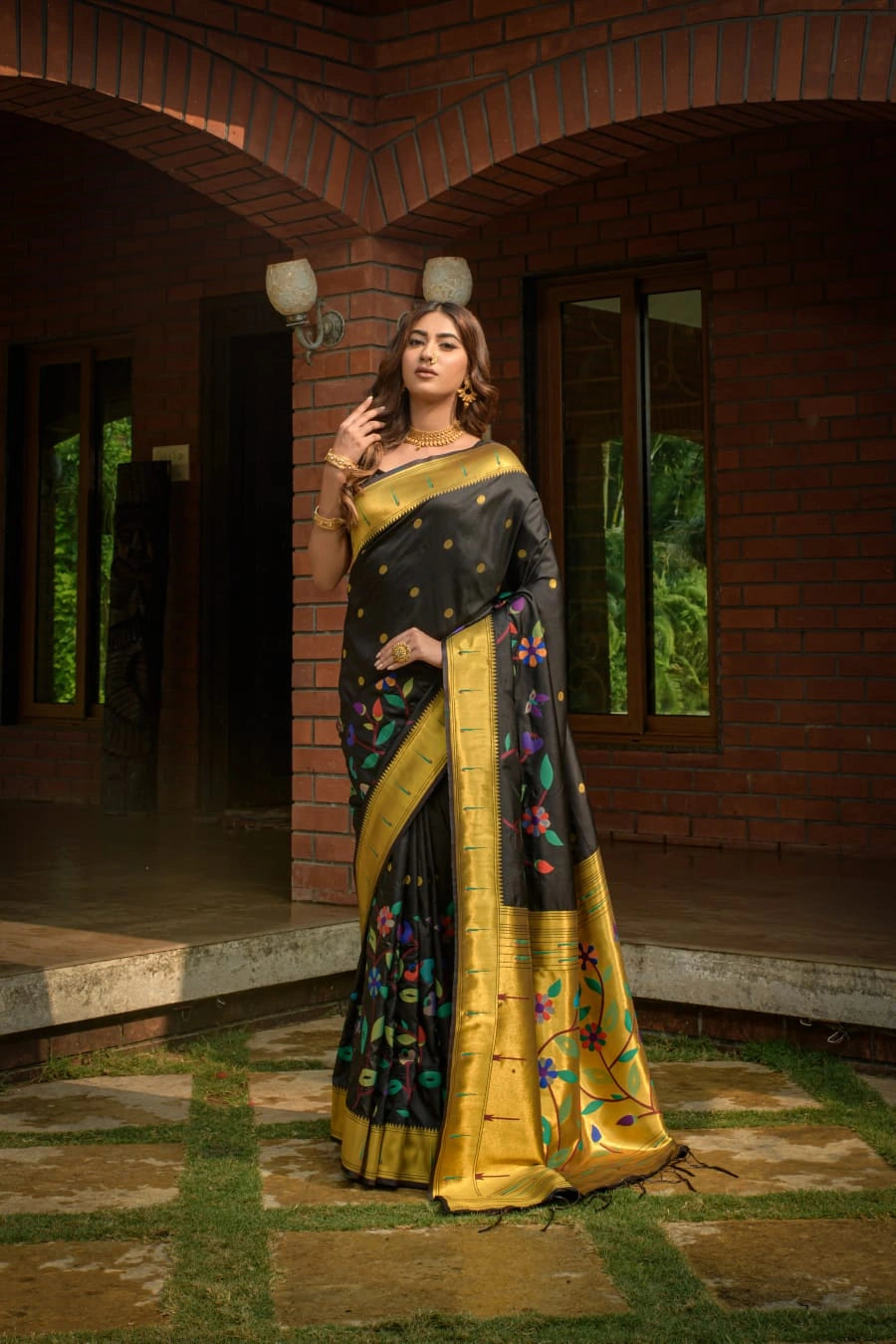 Paithani Pure Silk Handloom Saree with Gold Jari