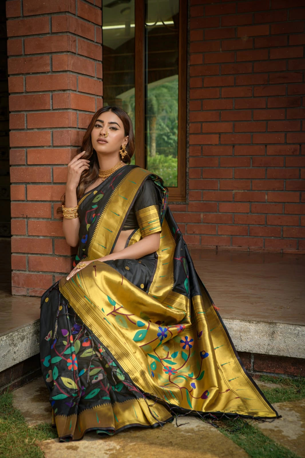 Paithani Pure Silk Handloom Saree with Gold Jari