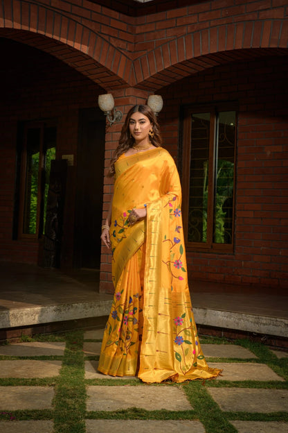 Paithani Pure Silk Handloom Saree with Gold Jari