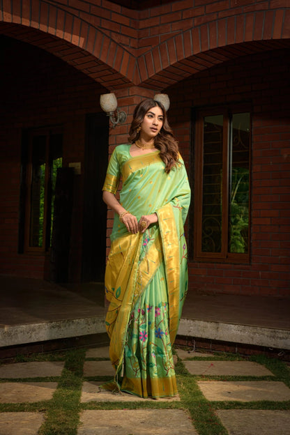 Paithani Pure Silk Handloom Saree with Gold Jari