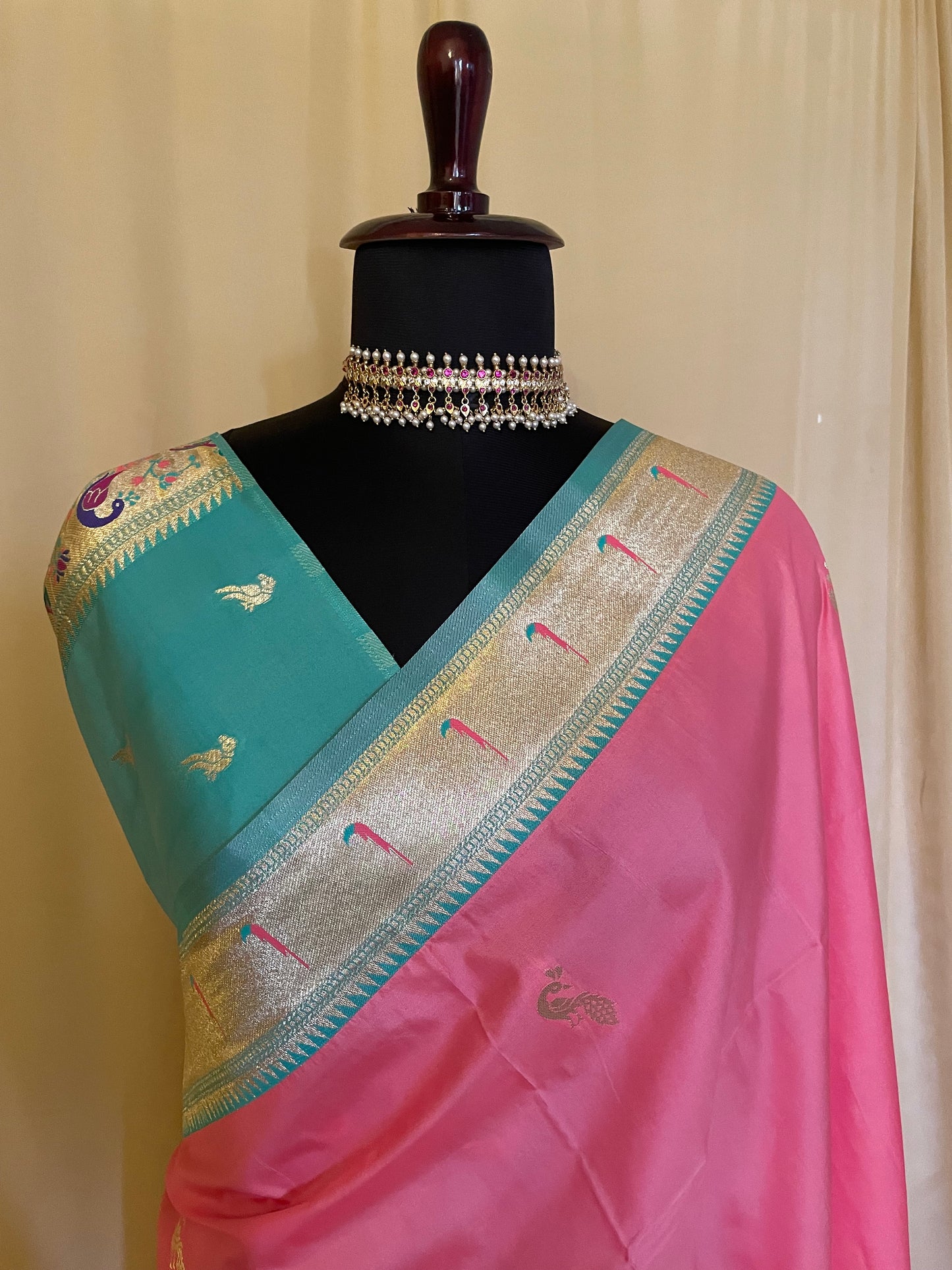 Classy Pink Silk Paithani Saree