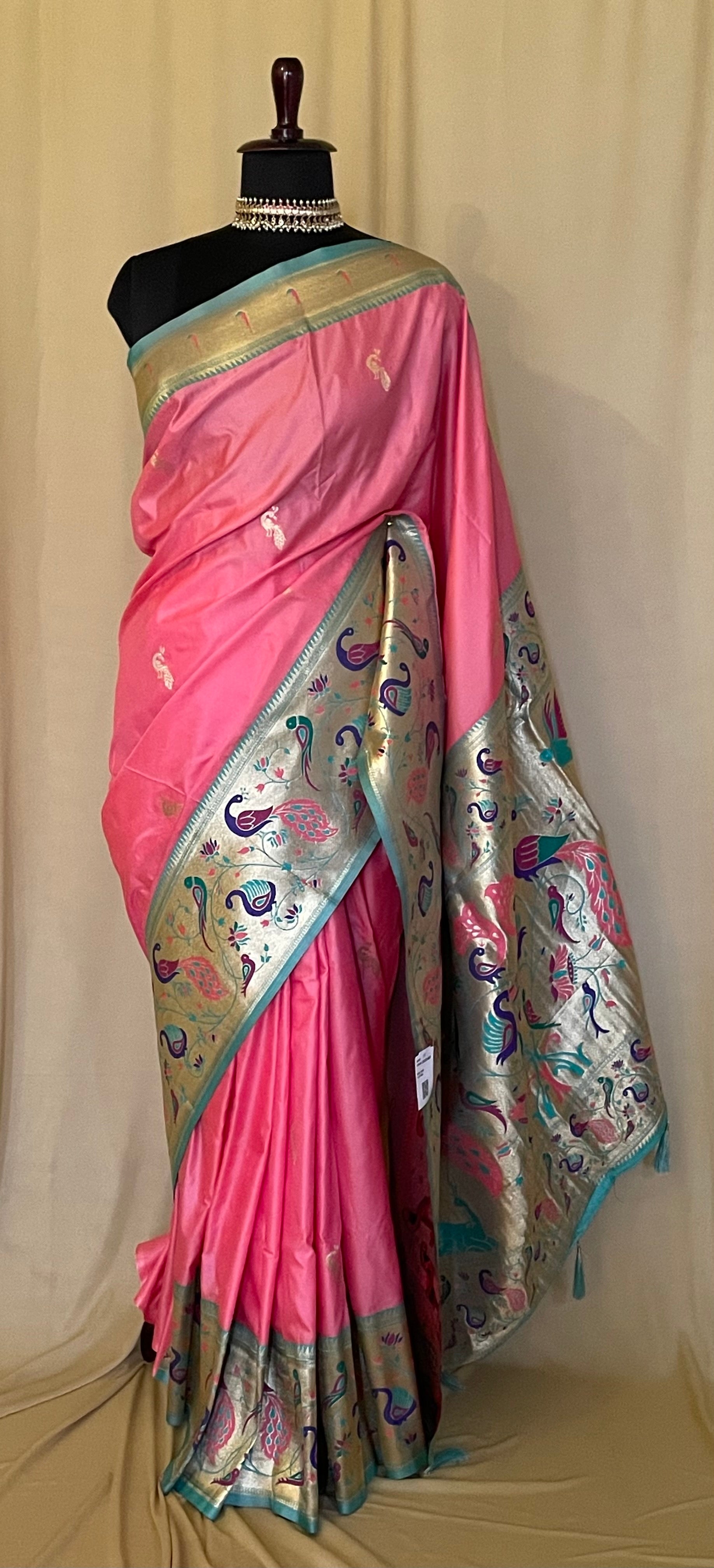 Classy Pink Silk Paithani Saree