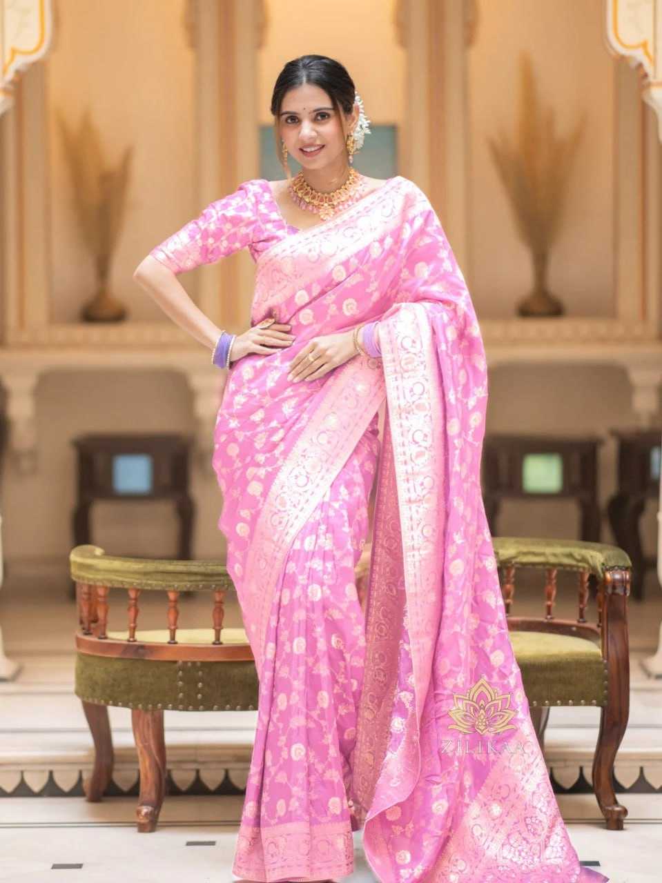 Elegant Banarasi Soft Silk Saree with heavy Brocade Work