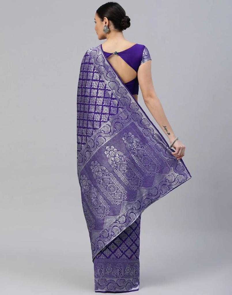 Purple Banarasi Soft Silk Saree