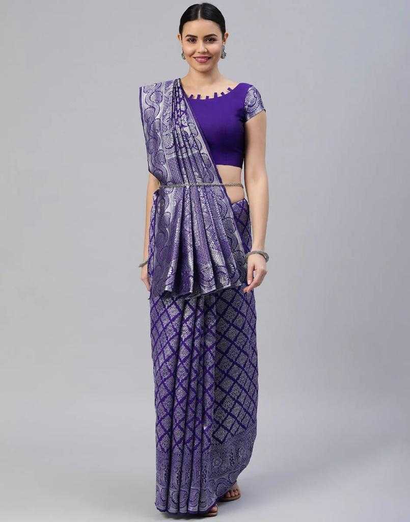 Purple Banarasi Soft Silk Saree