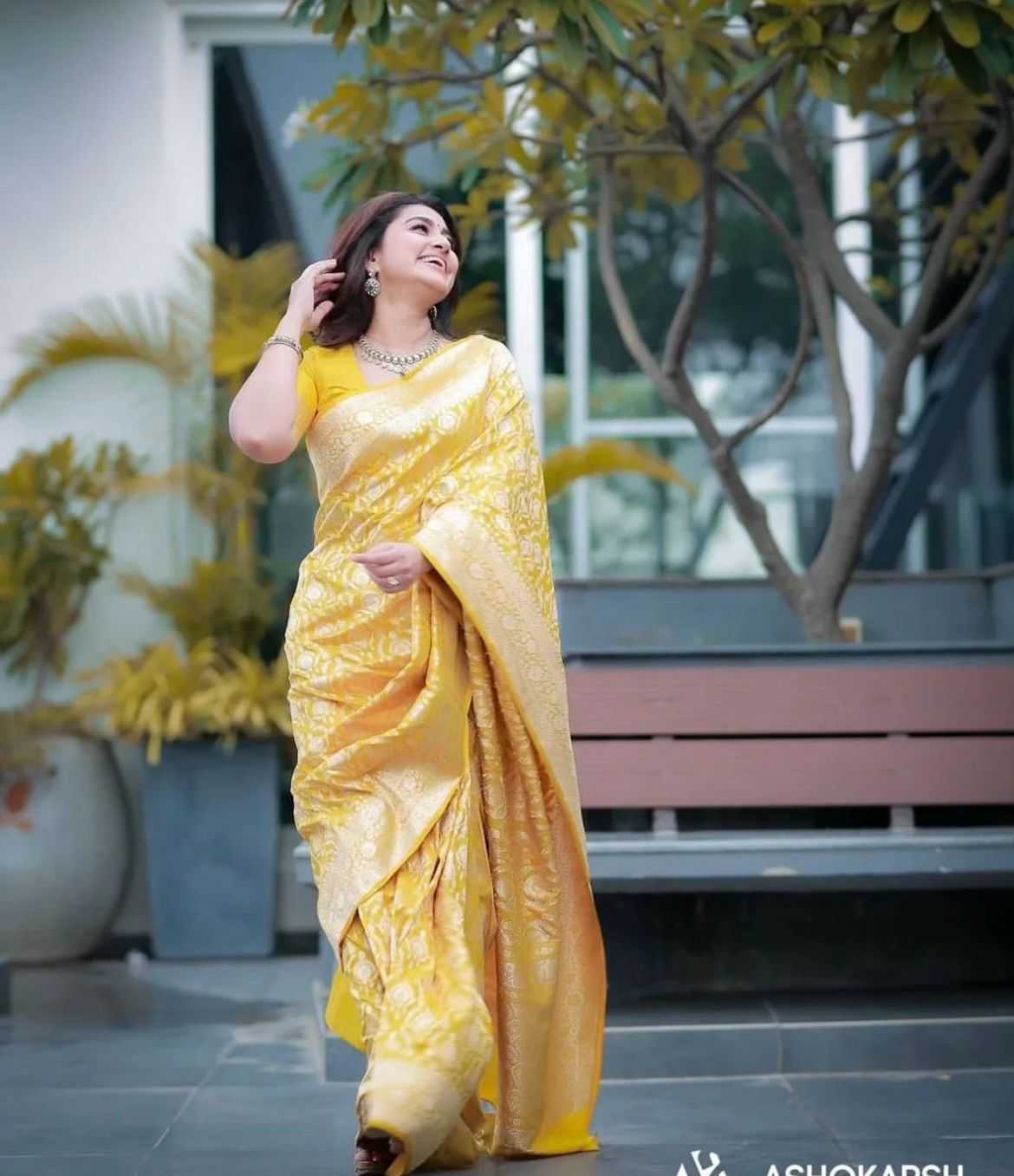 Yellow Traditional Banarasi Soft Silk Saree