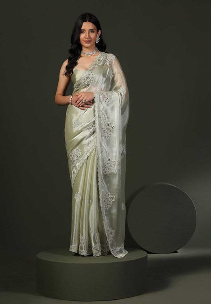 Pista Soft Rich Burberry Silk Saree